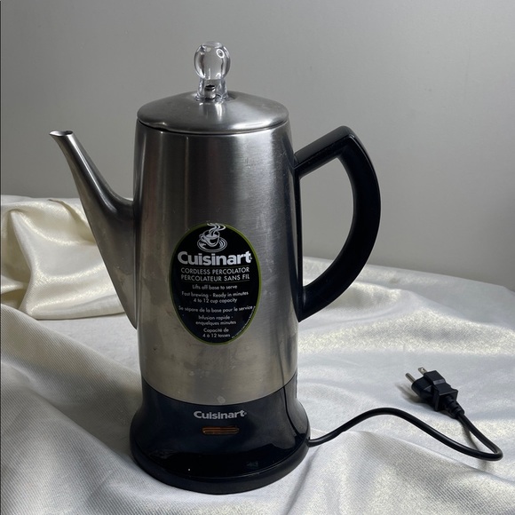 Cuisinart 12 Cup Stainless Steel Electric Coffee Percolator Detachable Base - Picture 2 of 12
